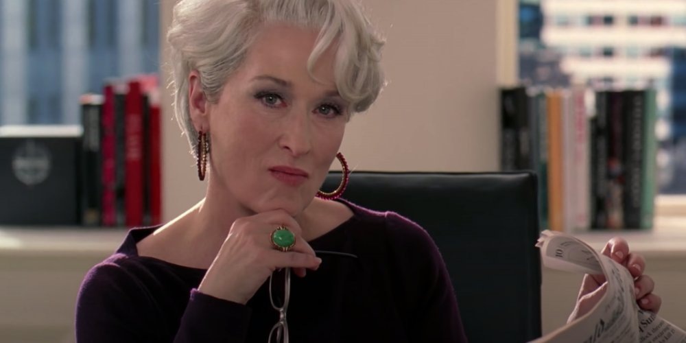 Мерил Стрип в роли Миранды Пристли, главного редактора модного журнала «Runway».