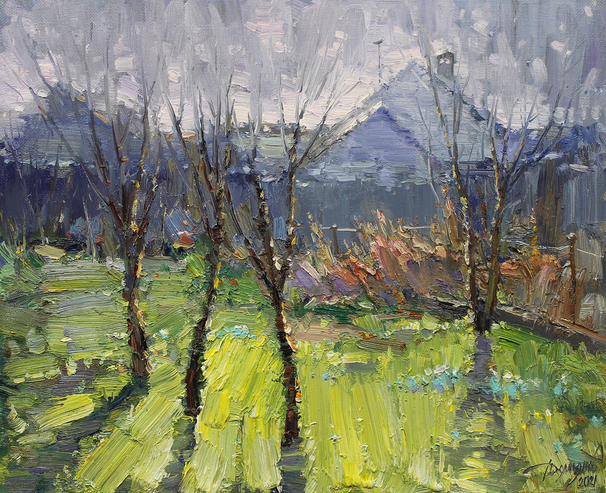 «Первоцветы», холст, масло, 45 х 55 см, 2021 г.