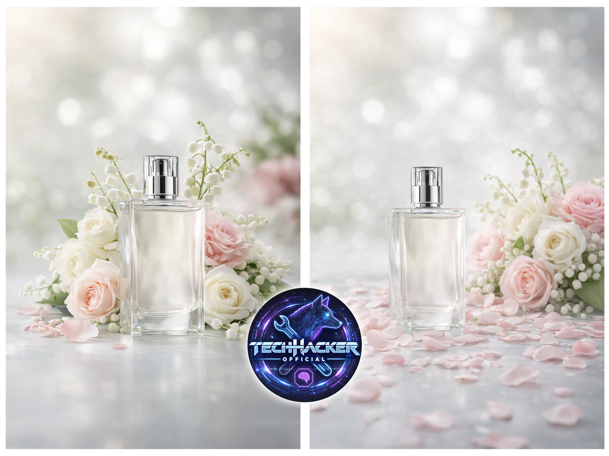 High-end luxury perfume campaign hero image with intentional copy space. Pure white background, high-key studio lighting, seamless and clean. Central or lower-third placement of a refined floral arrangement: elegant mix of white roses and soft blush pink roses (white dominant), delicately intertwined with lily of the valley bells. Very subtle green mandarin accents through pale green leaves and a soft citrus mist. Turkish rose suggested through refined rose petals, violet leaves minimal and desaturated. Crystal-clear perfume bottle placed centrally or slightly offset, minimal soft shadow. Large untouched white areas above and around the bottle for headline and campaign copy. Editorial beauty photography, minimalist luxury aesthetic, refined composition, soft focus, calm elegance, premium fragrance advertising, 8k photorealistic. —ar 3:4