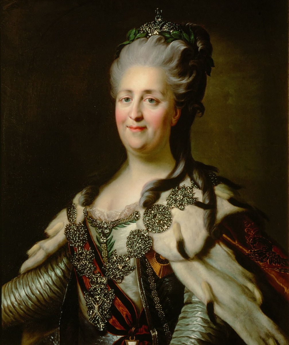 Екатерина II Великая (1729 - 1796) - императрица России в 1762-1796 гг., бабушка Николая I. В одном из своим писем отмечала, что новорожденный Николай "длиною аршин без двух вершков, а руки немного только поменьше моих. В жизнь мою в первый раз вижу такого богатыря"
