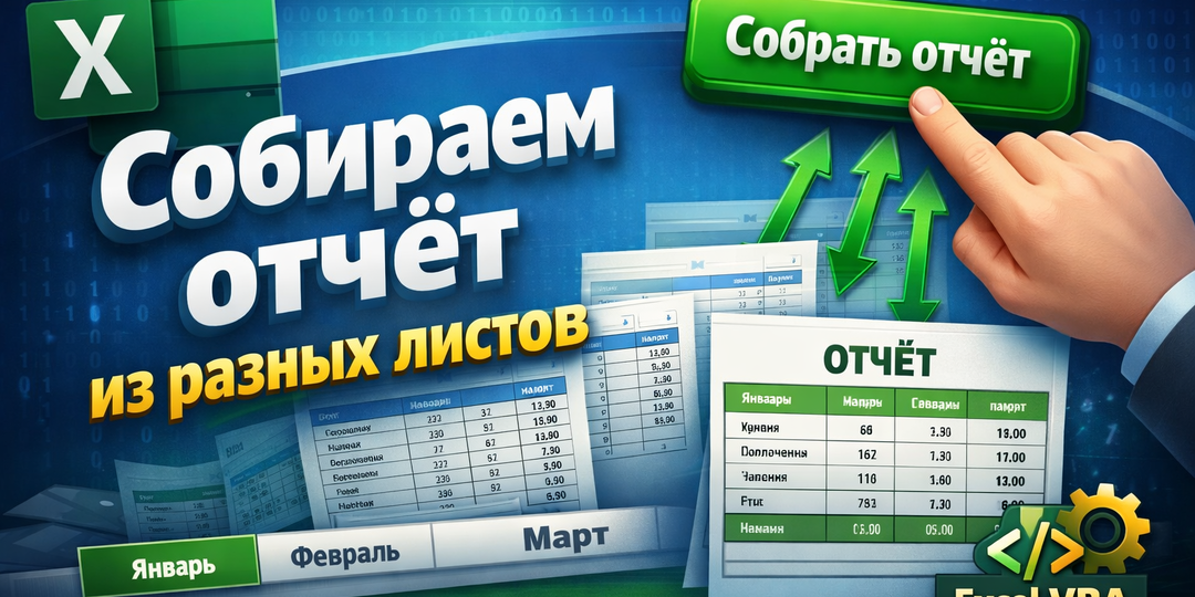 Собери отчёт из разных листов Excel одной кнопкой — VBA макрос без ручного копирования