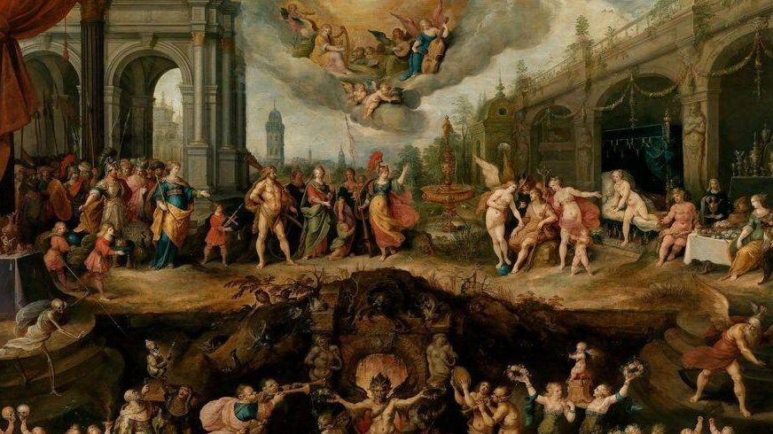     Франс Франкен Младший. Человек делает выбор между Добродетелью и Грехом. 1633