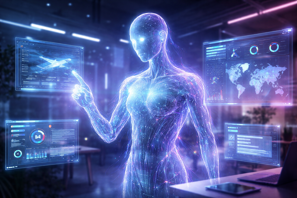 ИИ-агент как цифровой помощник, выполняющий задачи — визуализация темы «ИИ-агент что это».