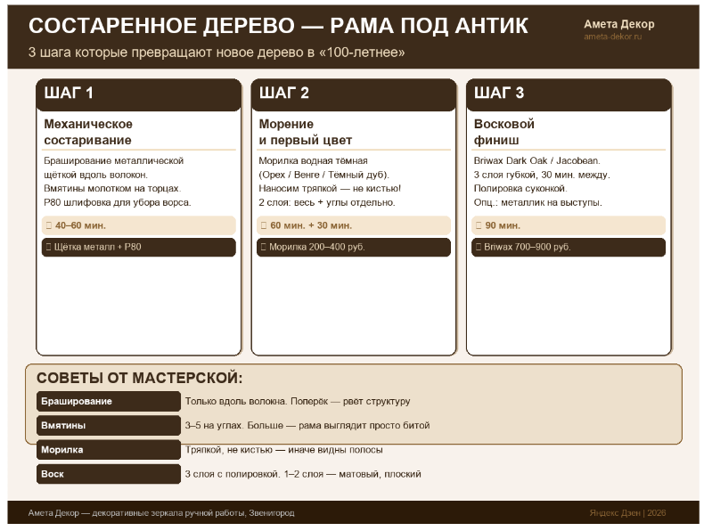 Способы старения деревяной рамы