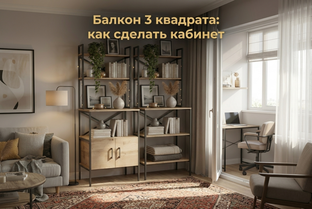    Пример обустройства функционального рабочего места на ограниченном пространстве балкона. GROSTAT