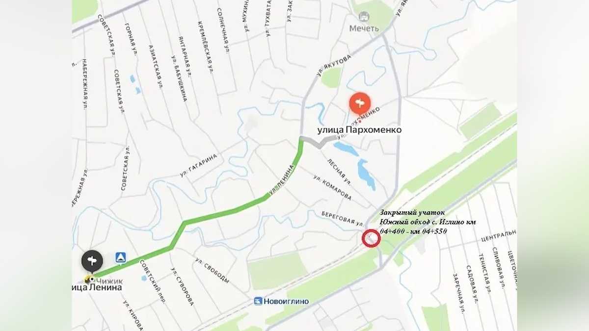    Южный обход села Иглино закрыли из-за паводка