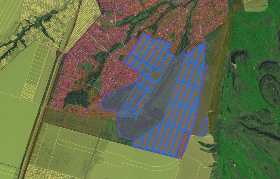    Территория для малоэтажного микрорайона. Фрагмент публичной кадастровой карты. Источник: nspd.gov.ru