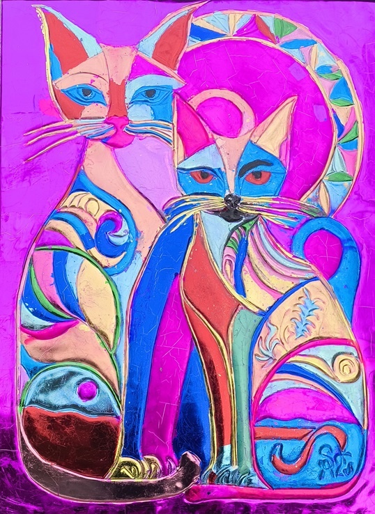 "Радужный коты".Панно.Артметал. 81 х 61 Иркутск  2026 г.