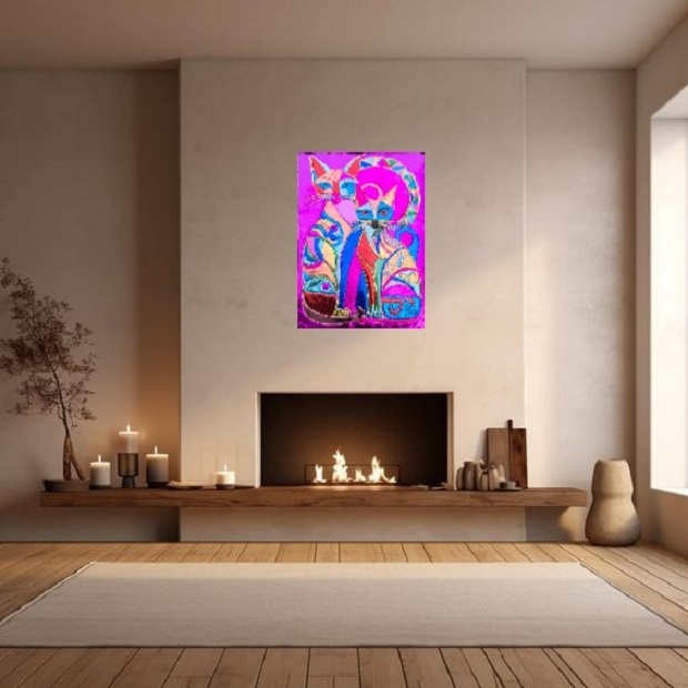 "Радужный коты".Панно.Артметал. 81 х 61 Иркутск  2026 г.