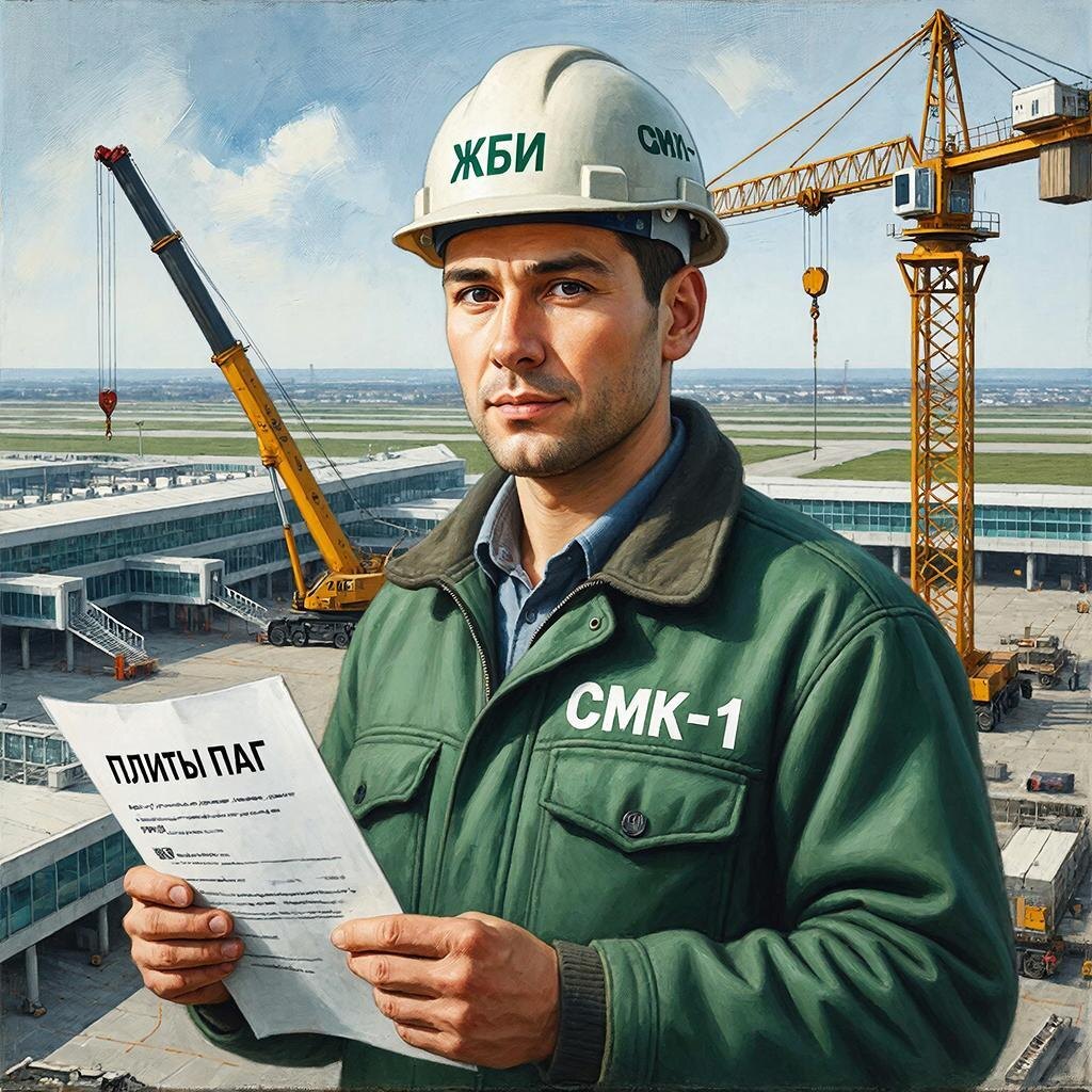 Монтаж Аэродромных плит ПАГ от ЖБИ СМК-1