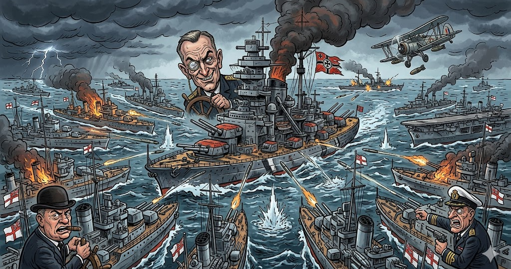 Последний бой линкора "Бисмарк": как Британия бросила все силы флота, чтобы уничтожить один корабль?