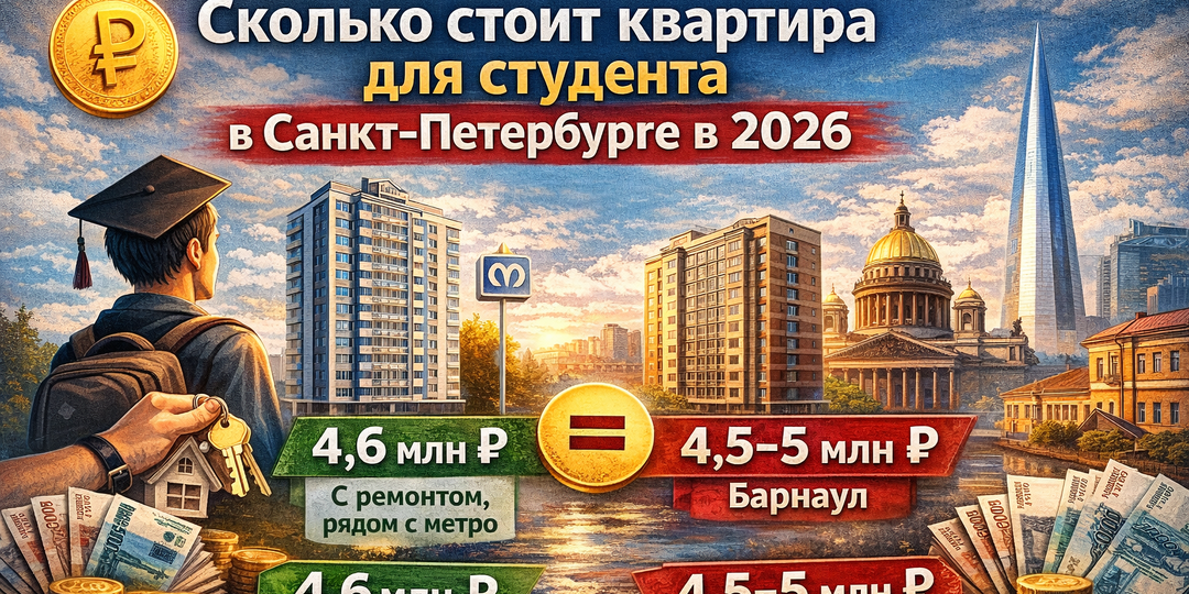 💰 Сколько стоит квартира для студента в Санкт-Петербурге в 2026