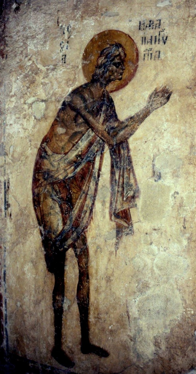 Святая Преподобная Мария Египетская. Фреска церкви Святого Николая в Гераки, Греция. Конец XIII века. (https://diomedes2.livejournal.com/2471543.html)