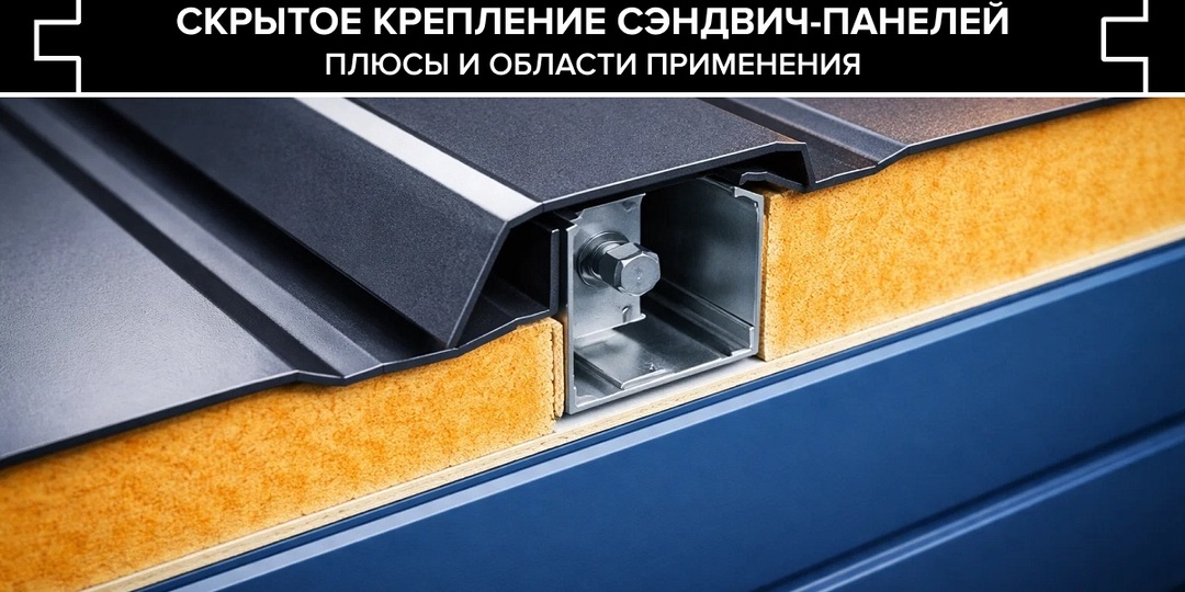 Скрытое крепление сэндвич-панелей: плюсы и области применения