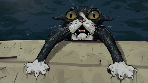 Психологический портрет спасенного эсминцем HMS "Коссак" корабельного кота, известного как Отто/Оскар/Непотопляемый Сэм, кисти неизвестного современного художника.