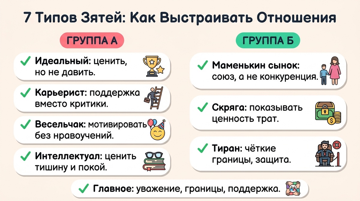 7 типов зятьёв: как выстроить отношения  📷

