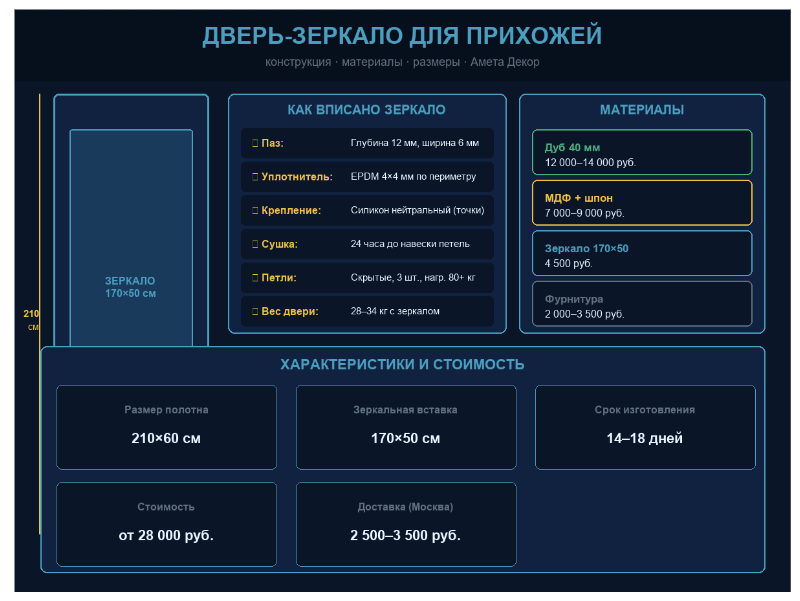 Особенности двери-зеркала для прихожей