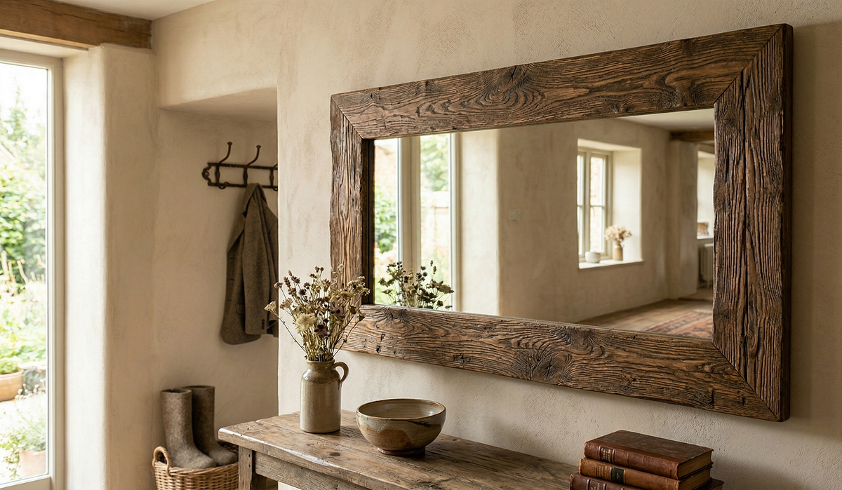 Рама зеркала, обработанная брашированием