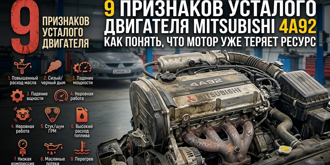 9 признаков усталого двигателя Mitsubishi 4A92: как понять, что мотор уже теряет ресурс
