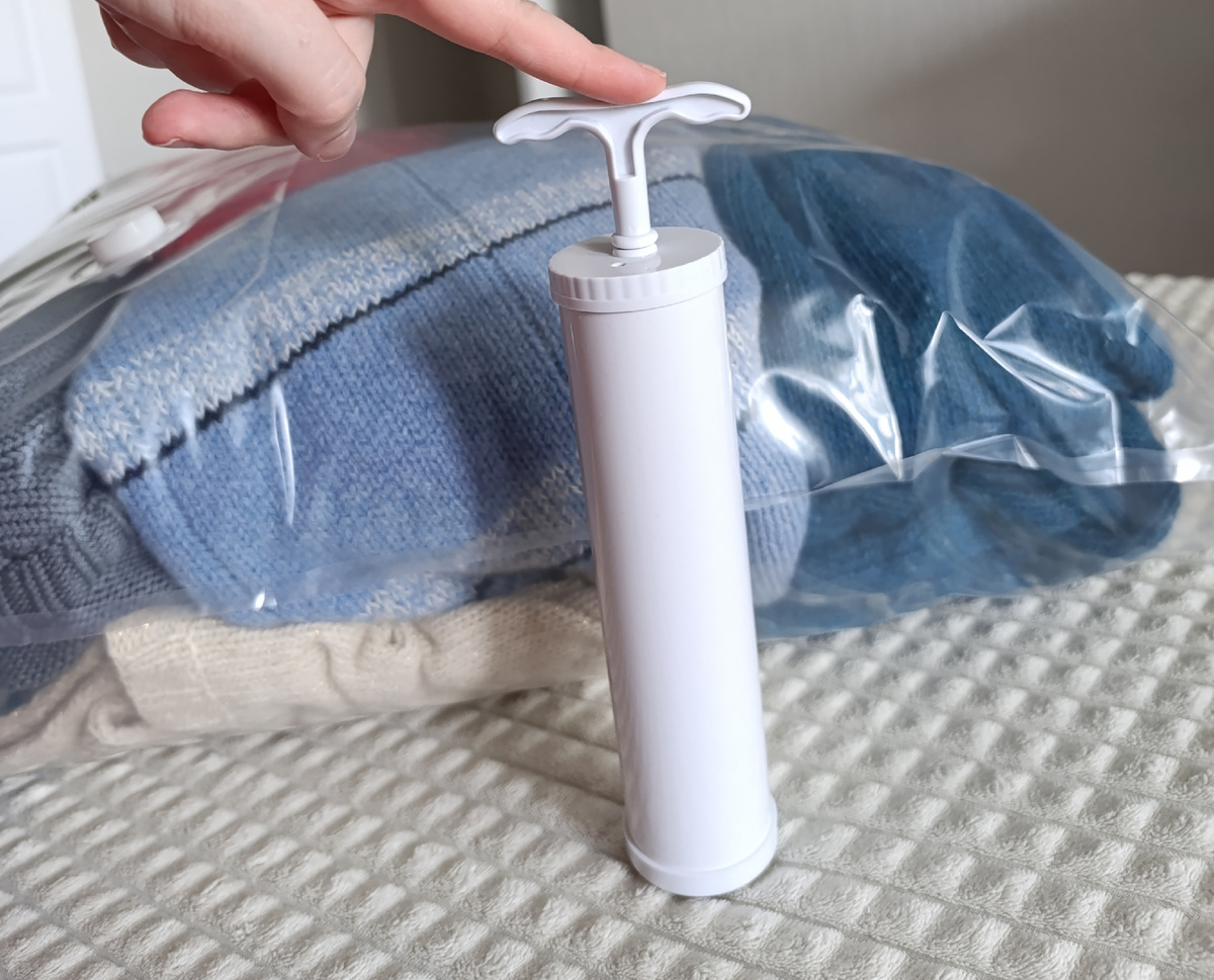 Объем пакета до использования насоса (фото автора)