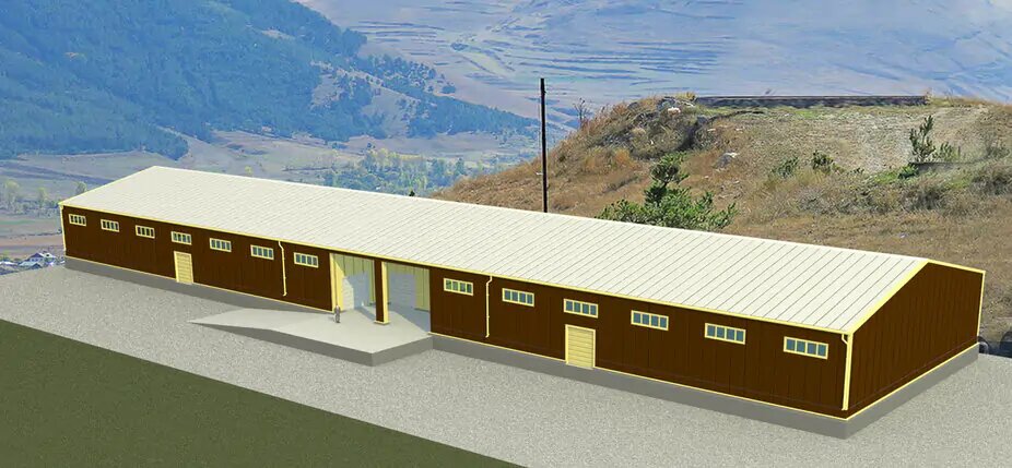 Визуализация проекта здания light industrial для сейсмоопасного района