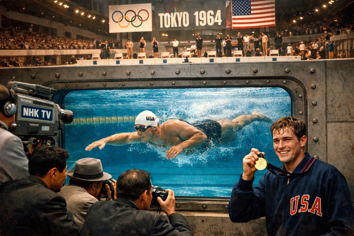 Под водой к истории: технологическое чудо Олимпиады-1964 Изображение сгенерировано с помощью ИИ.