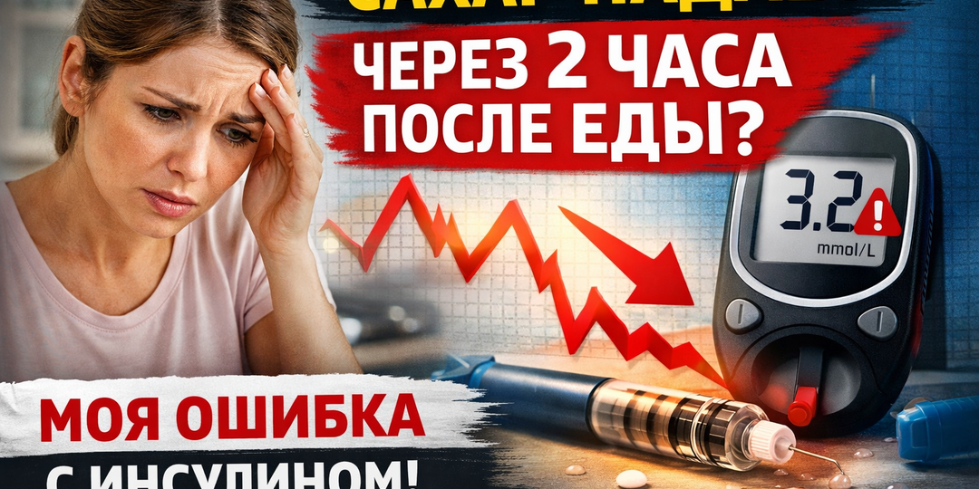 Почему падает сахар через 2 часа после еды: моя ошибка с инсулином (гипогликемия после еды при диабете)