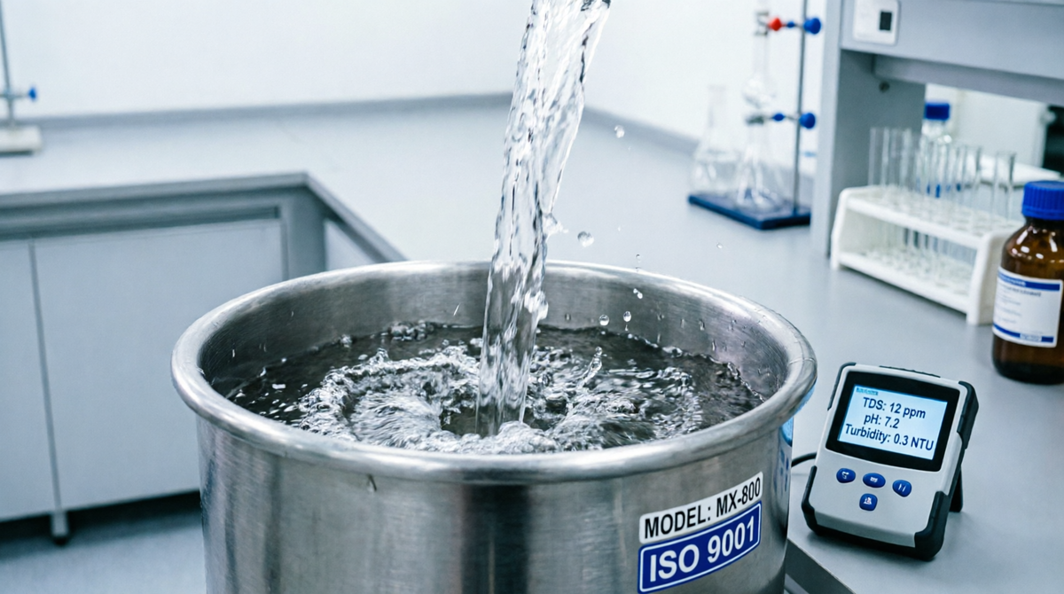 Рис. 2. Контроль качества воды — первый этап приготовления правильного раствора