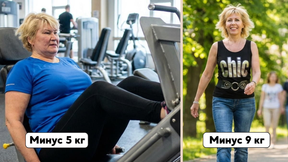 Разумеется, на фото не одна и та же женщина, а просто пример эффективности тренажерного зала и бытовой активности.