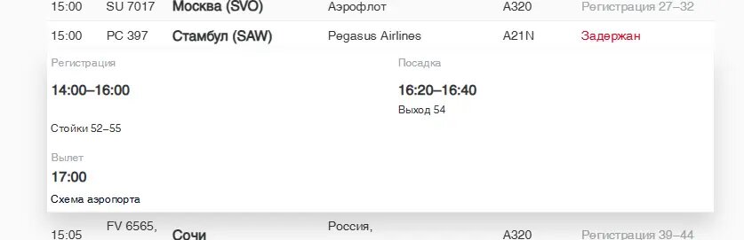    Фото: скриншот онлайн-табло аэропорта Пулково