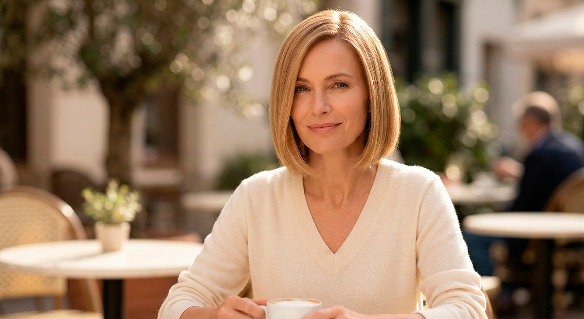 Светлый свитер работает как фотоотражатель. Цвет лица меняется мгновенно.