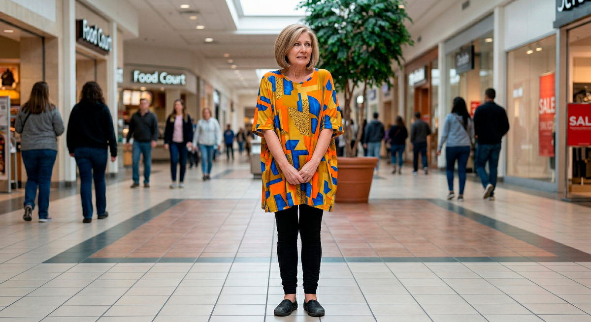 Типичная туника из мягкого трикотажа. Часто к ней добавляют легинсы. Образ теряется полностью.