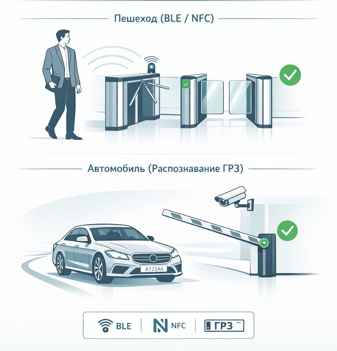 Мобильный ключ  (BLE, NFC, ГРЗ)
