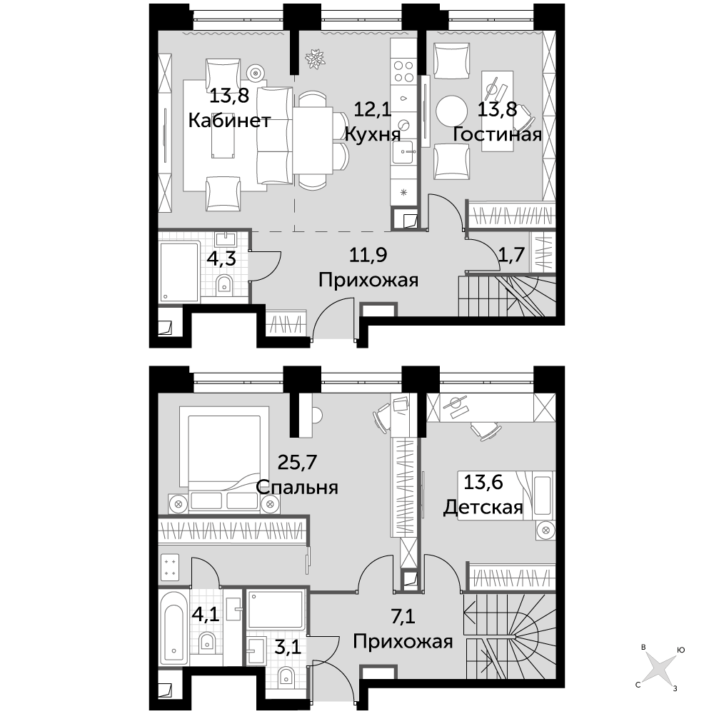 4-комнатная квартира, 111.2 м²