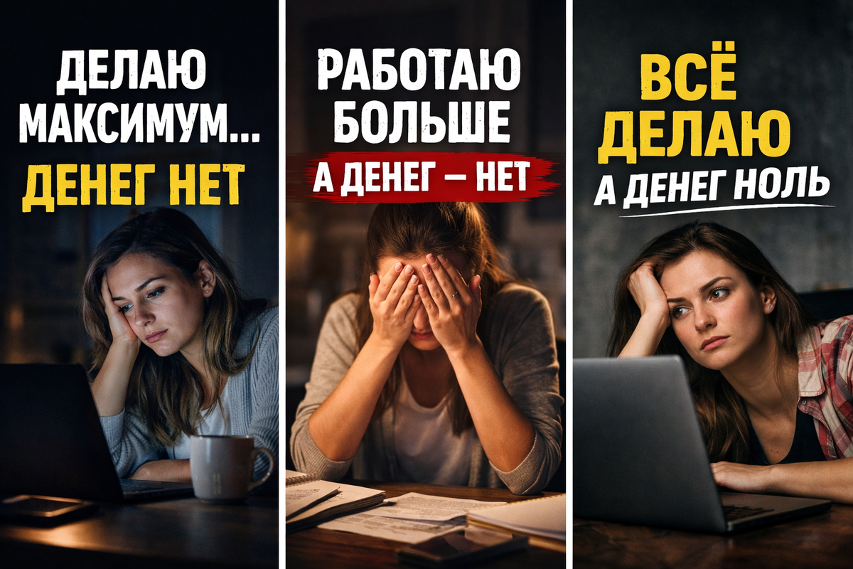 Ты много работаешь. Правда много.
Но в конце месяца снова ощущение — не хватает.
И внутри один и тот же вопрос: я делаю не то… или дело вообще не в этом?
