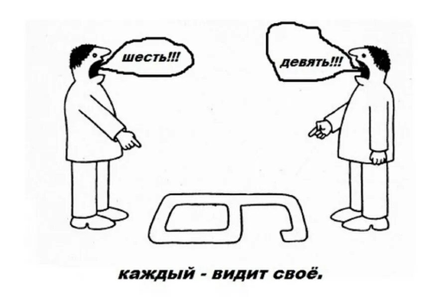 Наверно кто-то не видел эту картинку из интернета)) Она наглядно объясняет, что у каждого может быть своя точка зрения