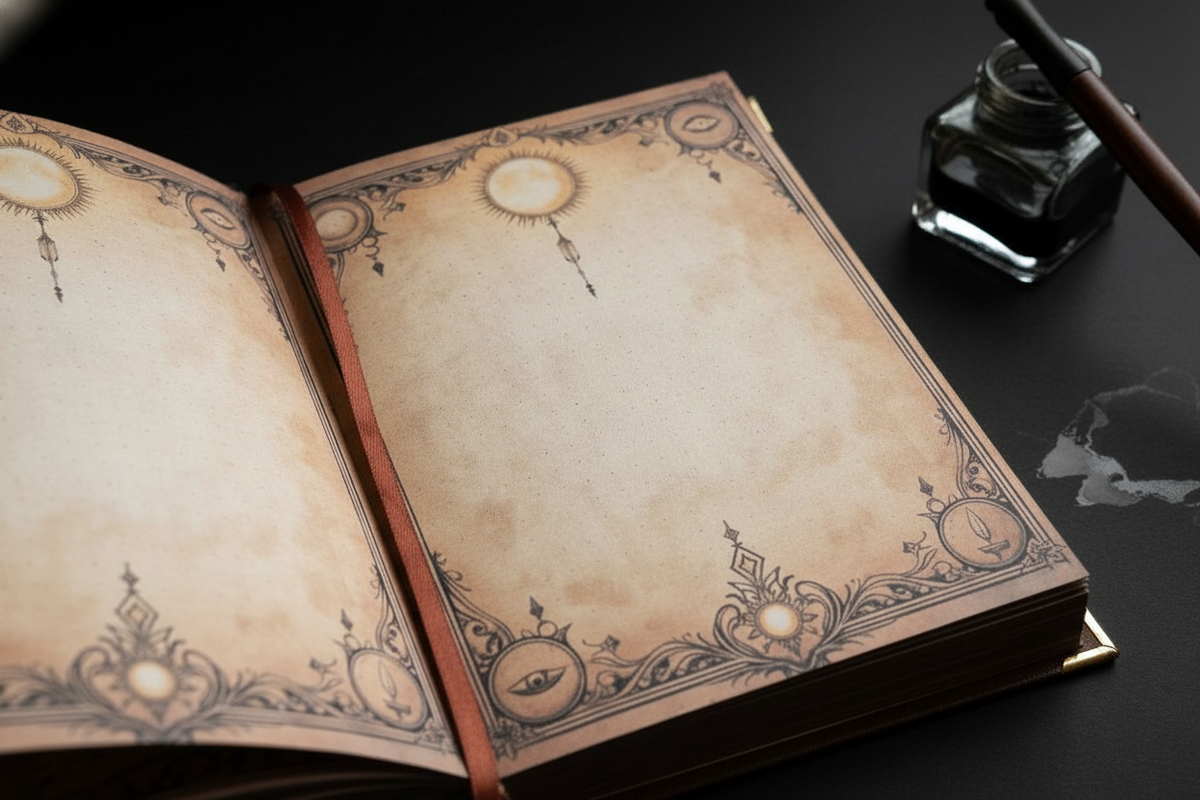 Разворот Блокнота из эко кожи Астрология с гипсовым 3D декором бренда ОКСИС_АРТ (создательница Абакумова Оксана)