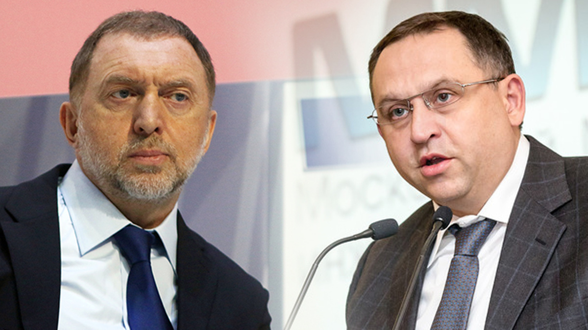 На фото слева направо: Дерипаска Олег Владимирович — российский предприниматель, Андриевский Иван Анатольевич — первый вице-президент общероссийской общественной организации «Российский союз инженеров» (РСИ)