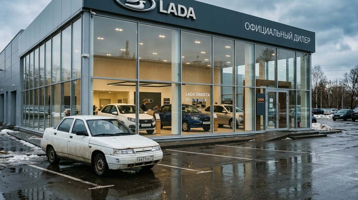 ВАЗ 2110 у автосалона Lada весной - стоит ли менять старую машину на новую Granta