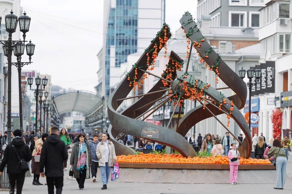    Фонтан на Вайнера украсили хурмой. Фото: пресс-служба ТНТ