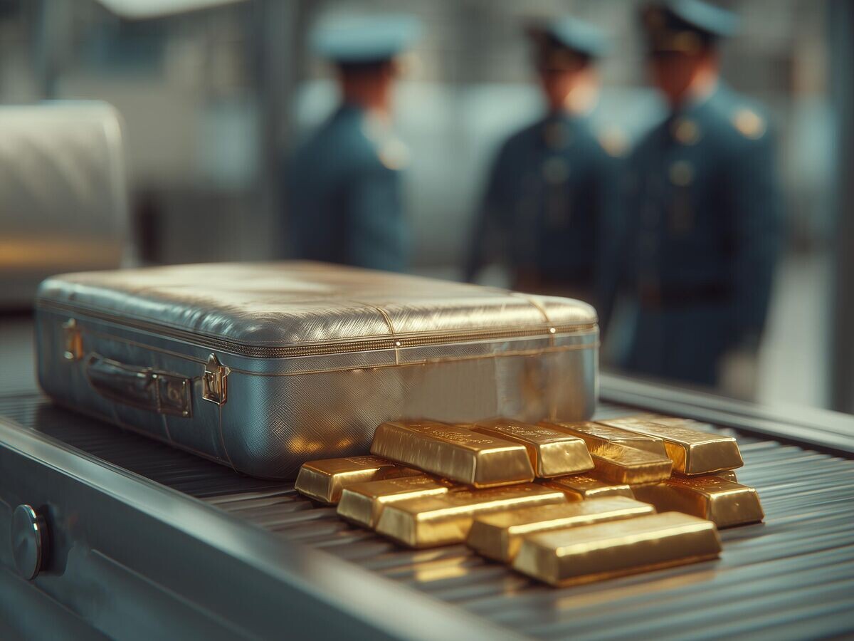    Слитки золота на транспортной ленте© RIA Novosti . Изображение сгенерировано ИИ