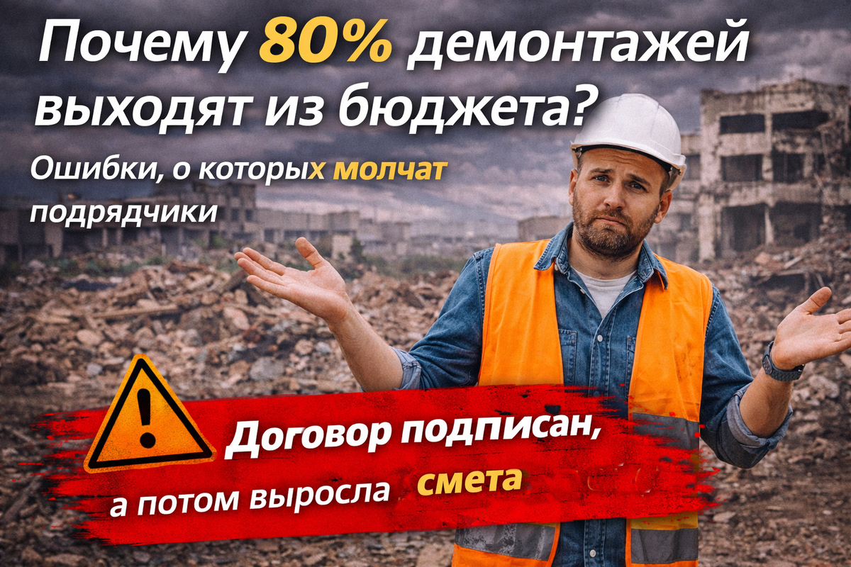 Вот почему 80% демонтажных работ обходятся дороже. Подрядчики намеренно об этом молчат и "тянут" с вас 