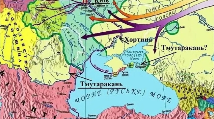 Карта Древнерусского государства с Тмутараканским княжество. Изображение взято из открытых источников.