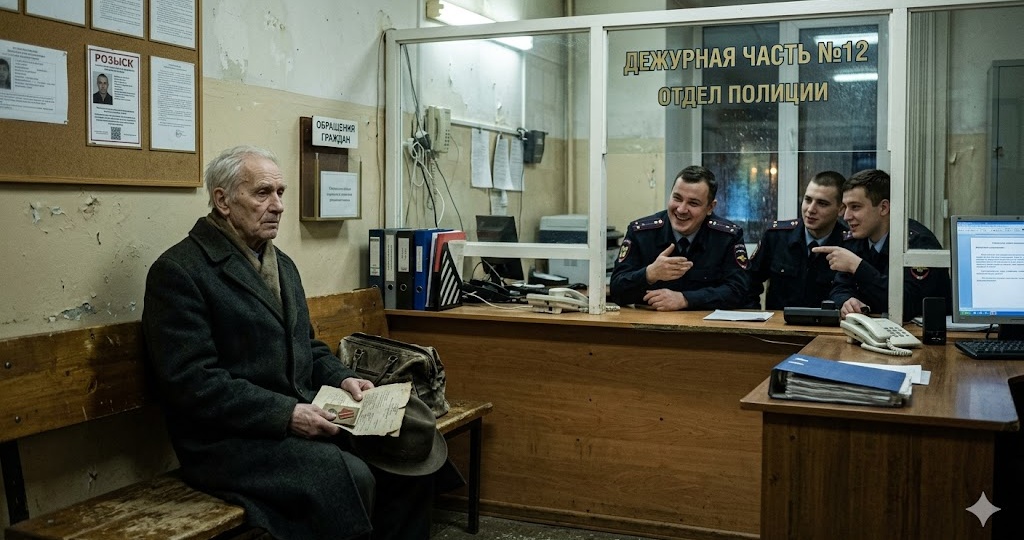 В полицейском отделении открыто насмехались над 80-летним пенсионером. Никто из дежурных не догадывался о его реальной личности.