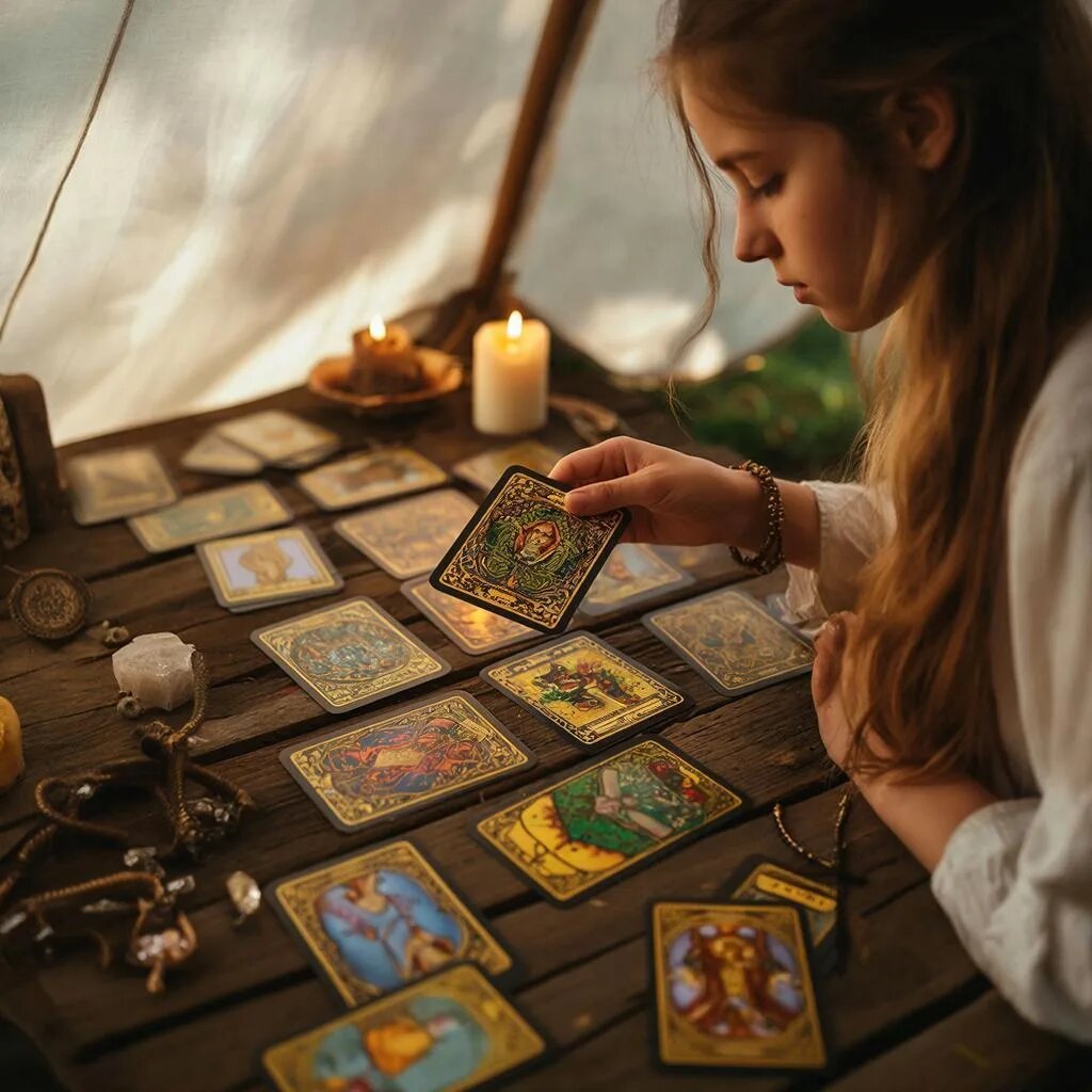 Гадание на картах. Иллюстрация сгенерирована нейросетью