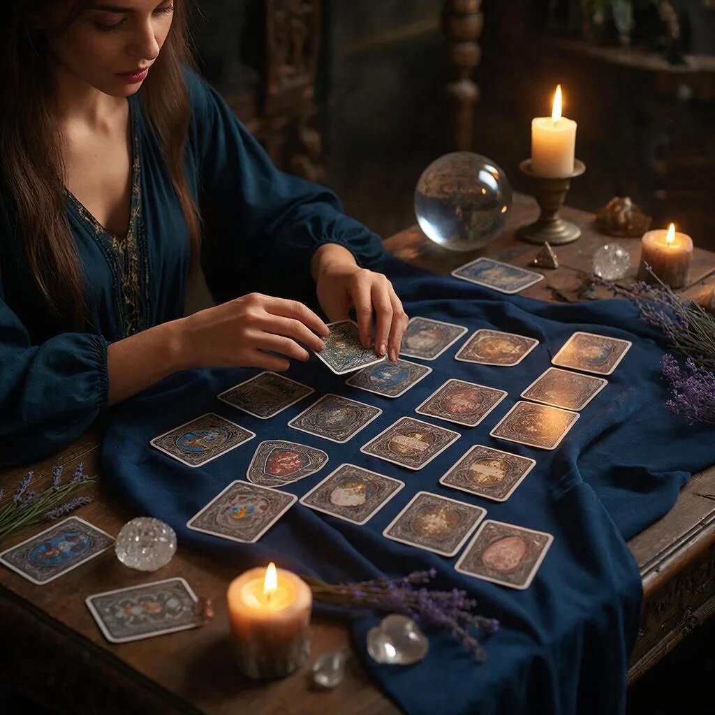 Гадание на картах. Иллюстрация сгенерирована нейросетью