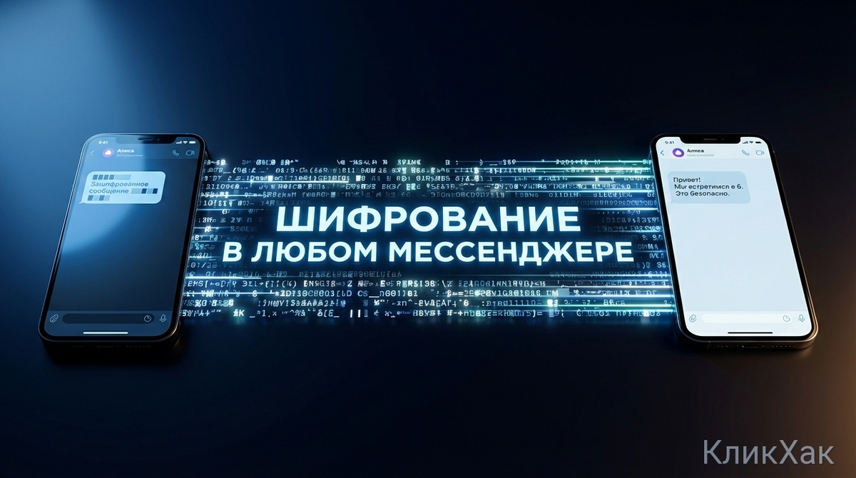 Шифрование поверх любого мессенджера - без регистрации