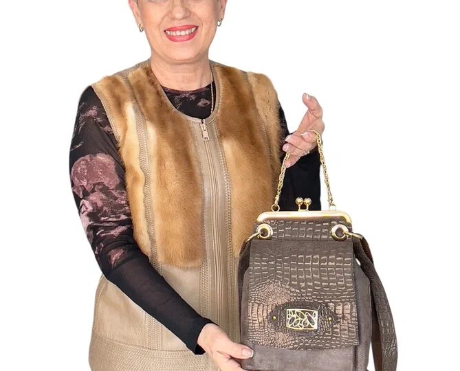 Сумка "Жанелль-77", сшитая из двух необычных кож