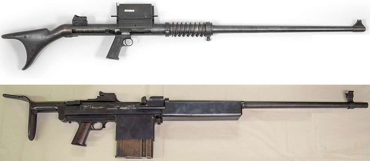 Экспериментальные противотанковые винтовки компании "Винчестер" обр. 1918 года (вверху) и обр. 1944 года (внизу).