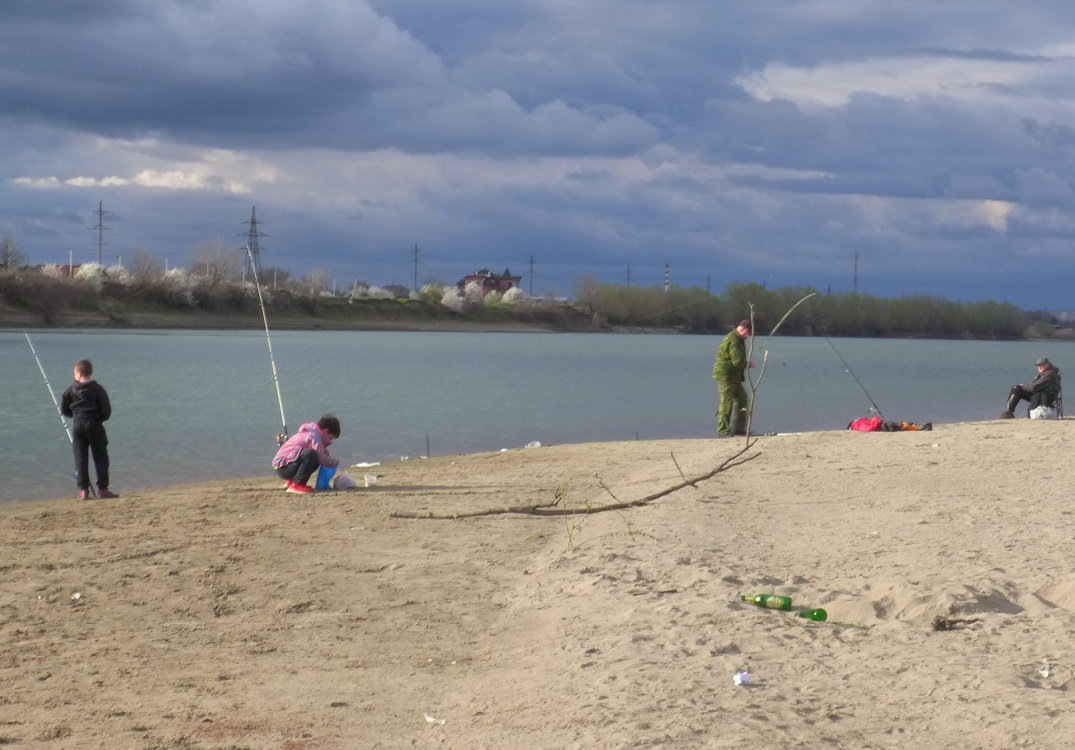 Сегодня на берегах реки было многолюдно.... 